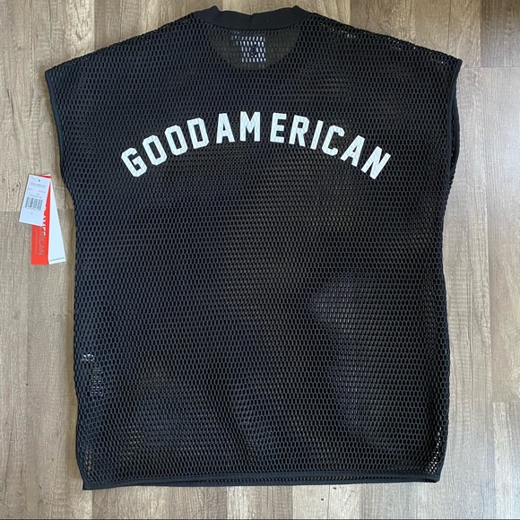 Good American Branded Black Mesh Tee - Picture 4 of 7